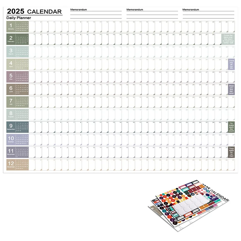 2025 2024 Calendar Planner Sheet Large Wall Calendar Kawaii To Do List Planner Target List Schedule Organizer Office Supplies