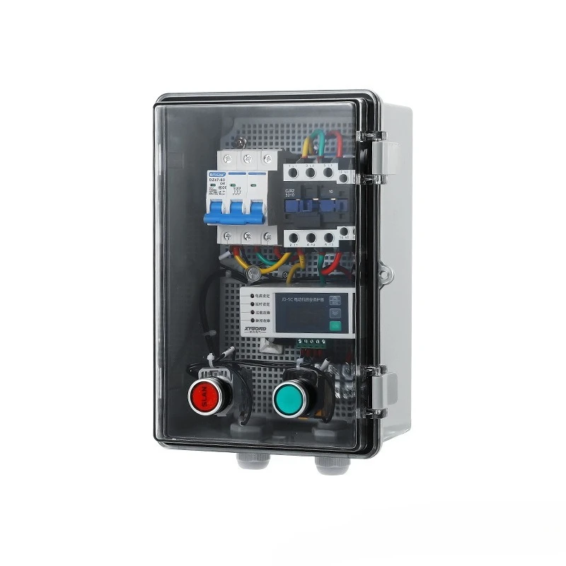 JD-5 Intelligent Digital Display Motor Control Box Waterproof Transparent Fan Water Pump Three-phase Block-turn Phase-loss