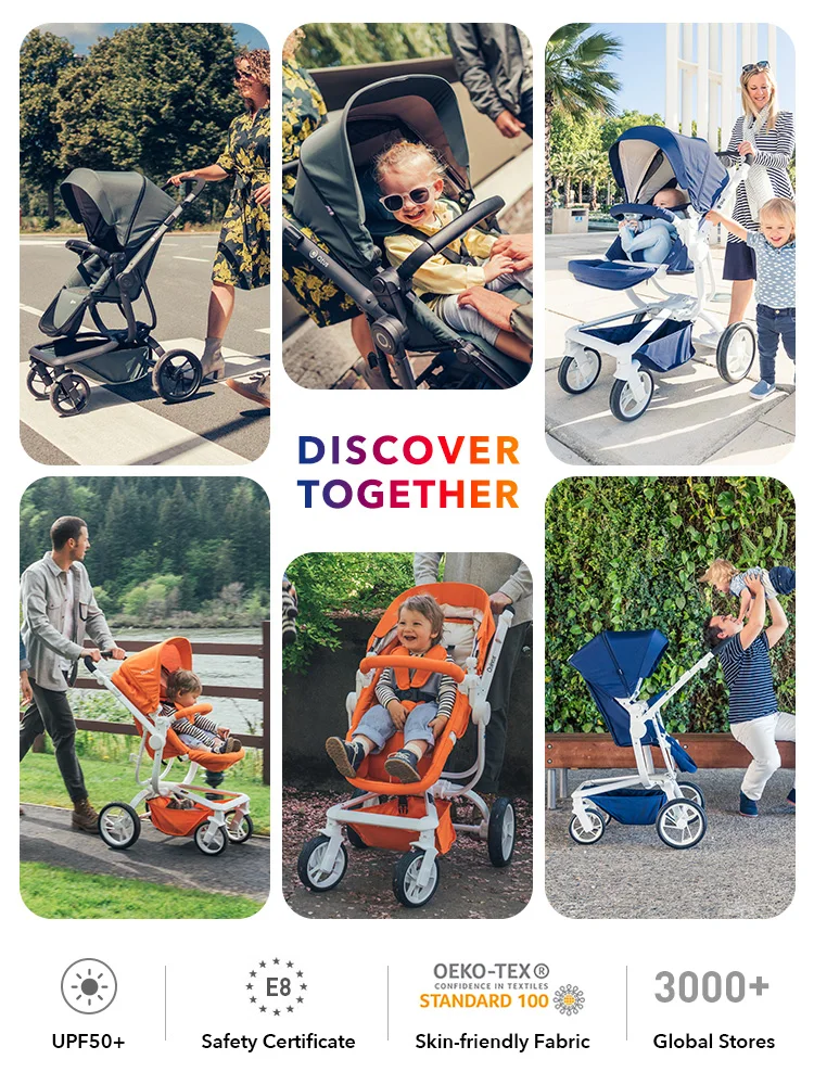 QTUS Spider Baby Stroller, Seat&Carrycot 2 in 1, Two-way Folding Pram, Shock Absorber Wheels, High Landscape New Born to 4 Years