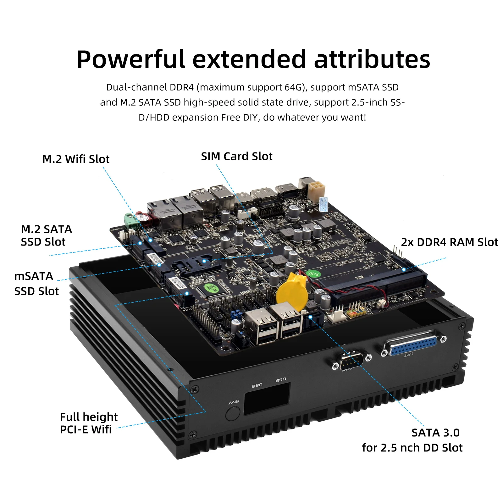 Hystou Industrial Fanless Mini PC Quad Core Intel I5 8250U I7 8550U HDMI DP EDP SD Card Slot Dual Lan 6COM WiFi Rugged Computer