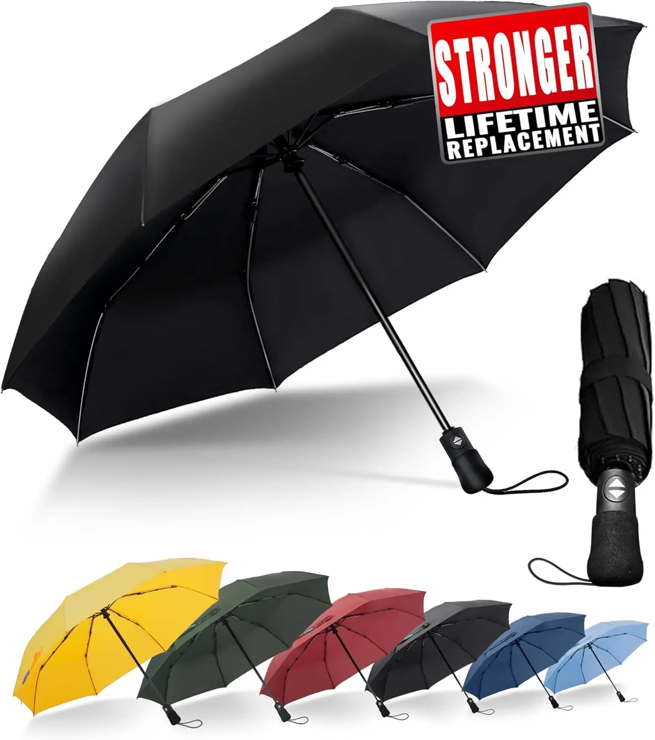 

Compact Umbrella Windproof - Portable Automatic Umbrellas for Rain, Folding Umbrella for Men and Women, Portable 210T Fabric Umb