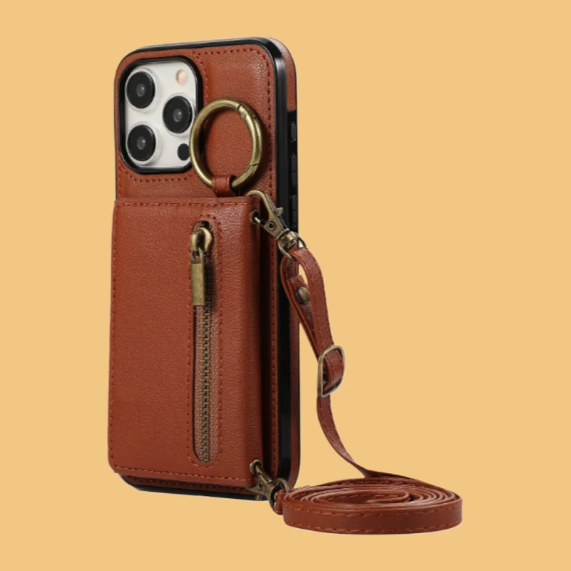 

New for iPhone 16promax Phone Case 15Pro Multifunctional Card Pocket 14plus Inclined Back 13 with Ring 12 All-round Protection11