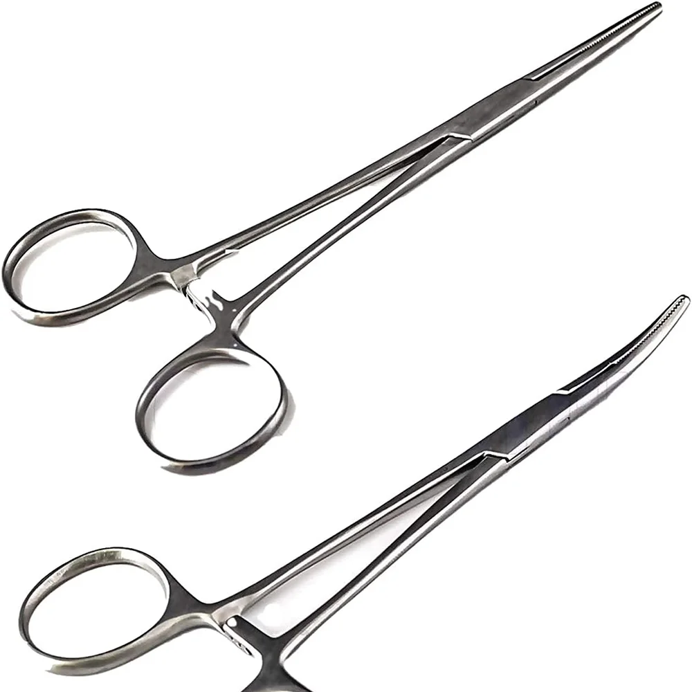 1-2Pcs Fishing Pliers Hook Extractor Bent Straight Fish Control Unhooking Equipment Remover Curved Tip Slicer Surgical Clips
