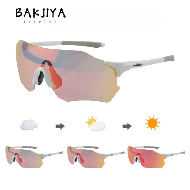 BAKJIYA New Outdoor Cycling Photochromic Goggles UV400 Men Women Road Mountain Sports Riding Eyewear Classic Bicycie Sun Glasses