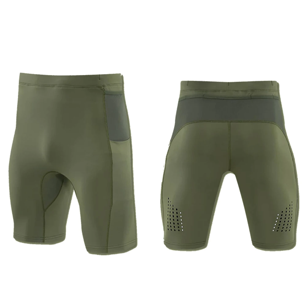 Men Multi-Pocket Running Compression Shorts Quick Dry Marathon Athletic Tights with Energy Gel Storage Pockets