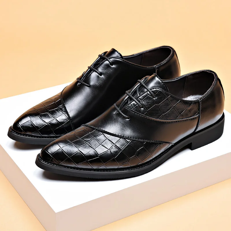 

Men's Formal Shoes Handmade Business Footwear 2025 Luxury Leather Shoes for Men Brand Derby Pointed Toe Lace-up