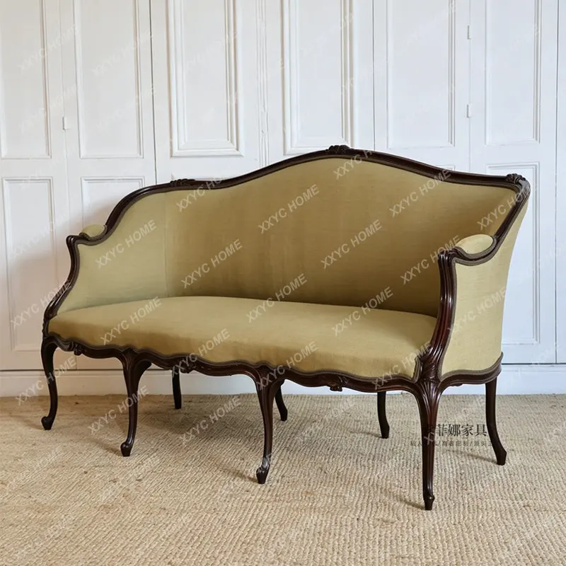 Curved beauty couch Cabrio curve legs linen studio clothing store shooting prop chair