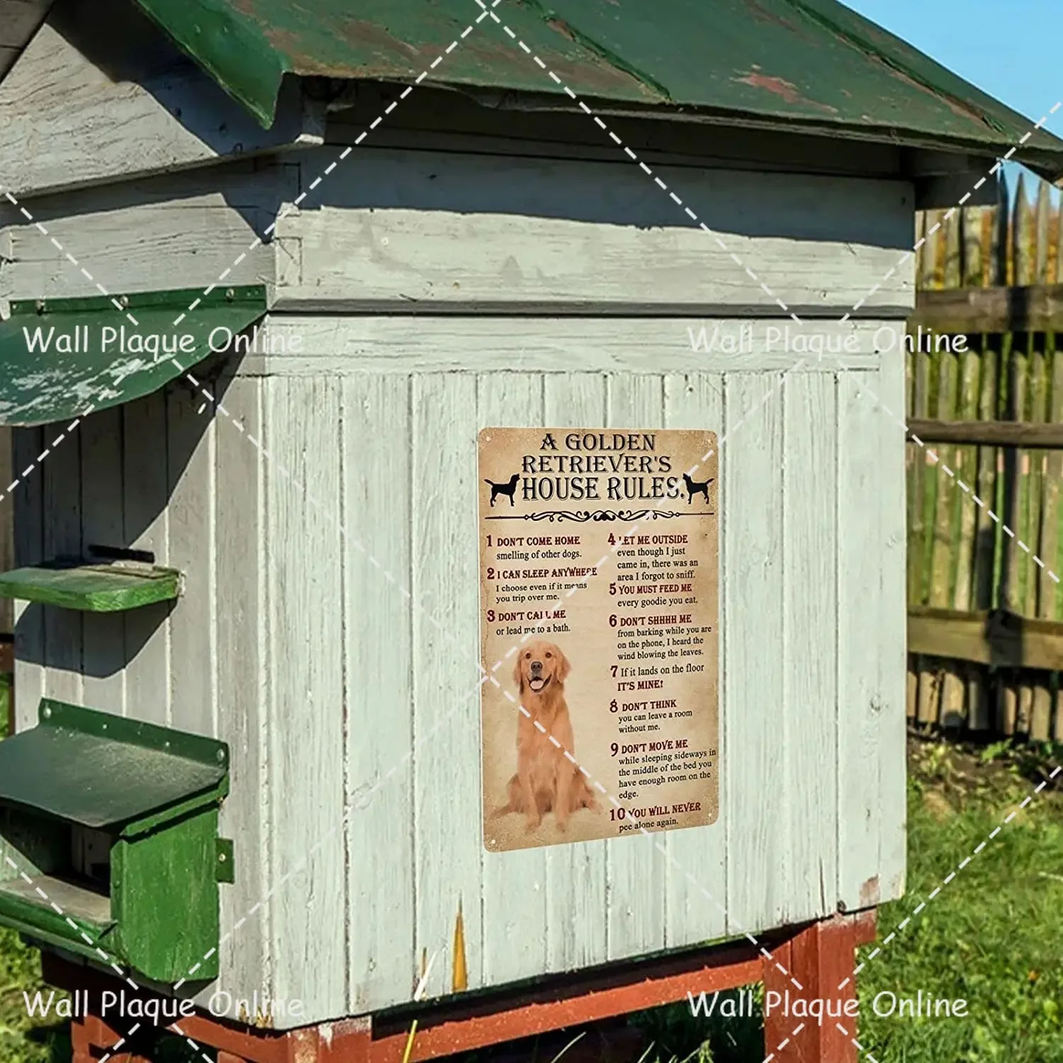 Vintage Metal Tin Golden Retriever When Visiting My House Please Remember Retro Dog Sign Poster Wall Art for Home Decor Plaque