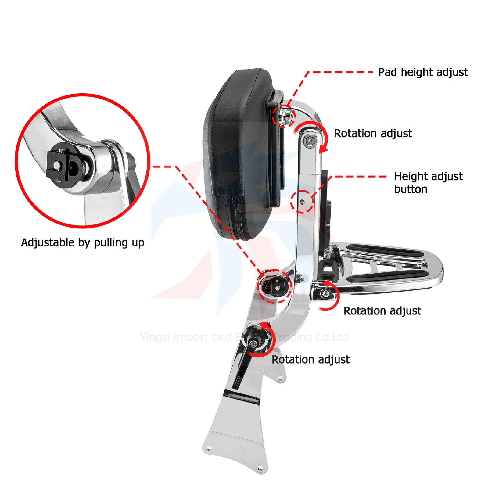 2026unique Motorcycle Adjustable Multi-Purpose Sissy Bar Backrest for Harley Touring Road King Street Glide 09-13