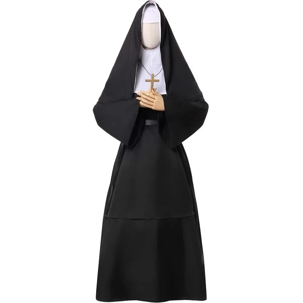 2026 Women Nun Costumes Maria Middle Ages Cosplay Renaissance Vintage Nun Robe Halloween Party Carnival Performance Clothing Set view 5