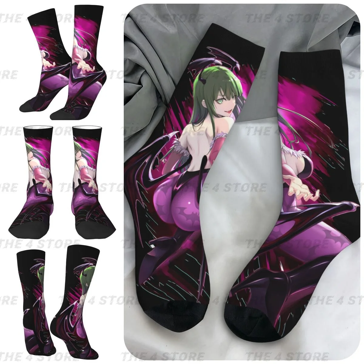 

Morrigan Aensland Darkstalkers High elasticity polyester fiber Men and Women printing Socks