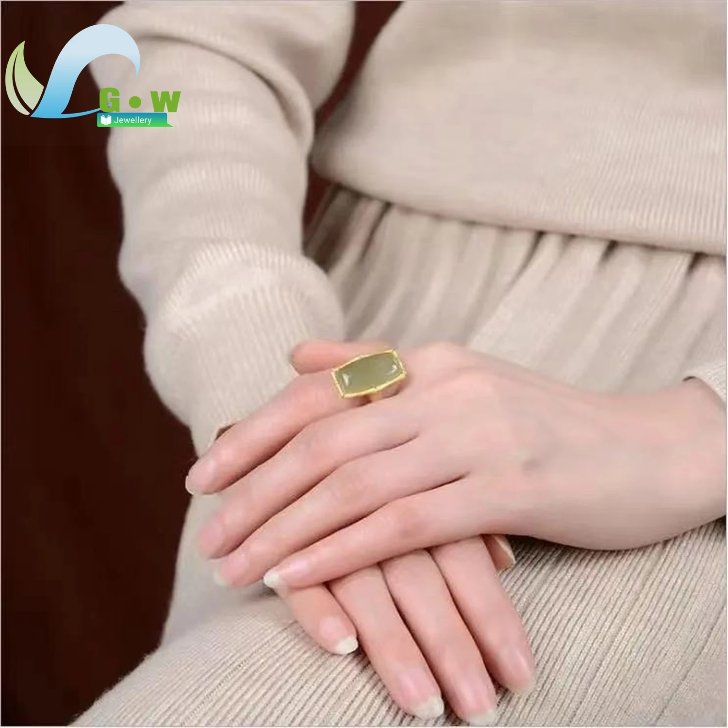 Natural Hetian Jade Open Ring Unisex Adjustable Band Elegant Gemstone Finger Jewelry Daily Wear Charm Gift For Men Women Couple