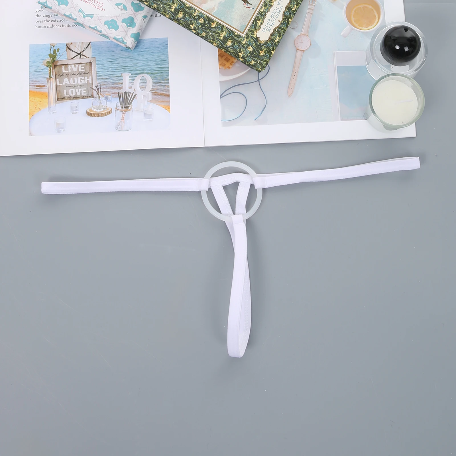 CLEVER-MENMODE 페니스 실리콘 Cockring 끈 팬티 남자 섹시한 G 문자열 속옷 에로틱 란제리 팬티 T 백 속옷 옴므 비키니