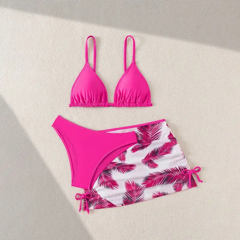 Conjunto de Bikini para niños de 9 a 16 años, 2 paquetes, sujetador con almohadilla estampada, traje de baño breve, ropa de playa para adolescentes, traje de baño