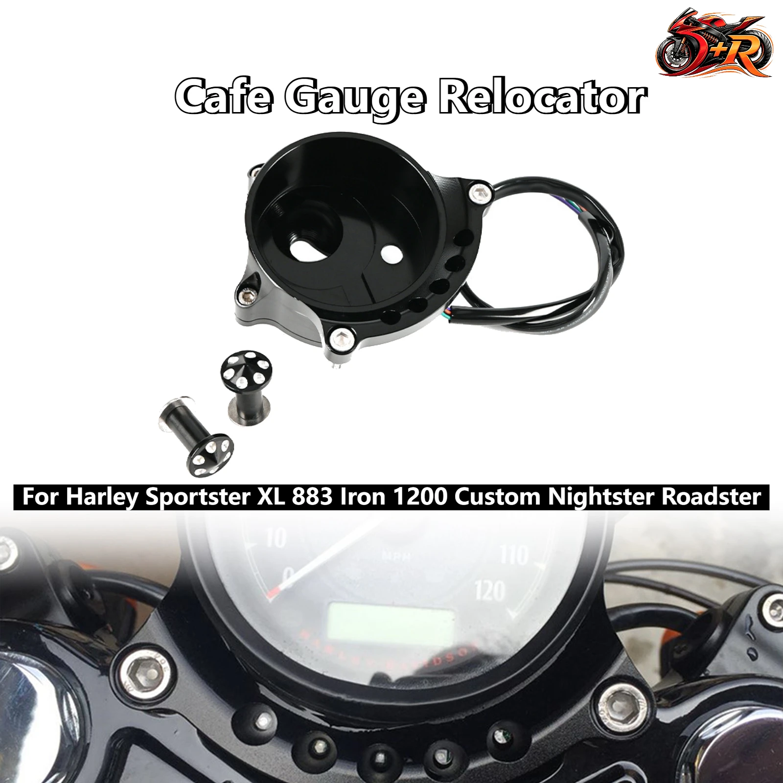 

For Harley Sportster XL 883 Iron 1200 Custom Nightster Roadster Cafe Gauge Relocator And LED Indicator Instrument Relocation Kit