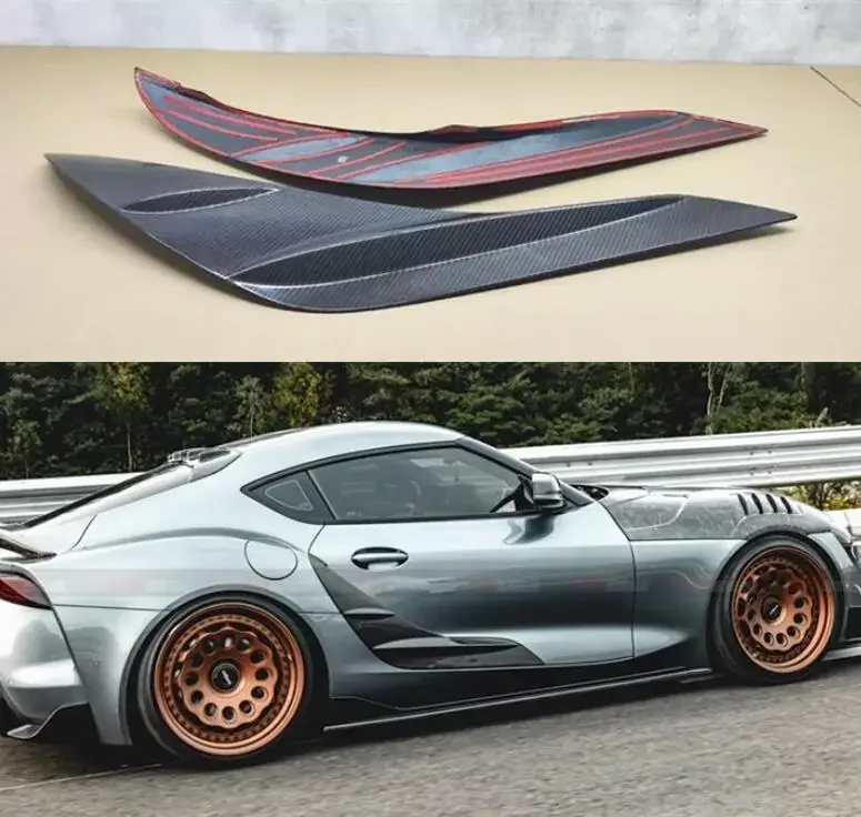 Carbon Fiber Side Door Body Skirts Kit Lip Splitters Garnish Trim Cover For Toyota Supra A90 2019 2020 2021 2022