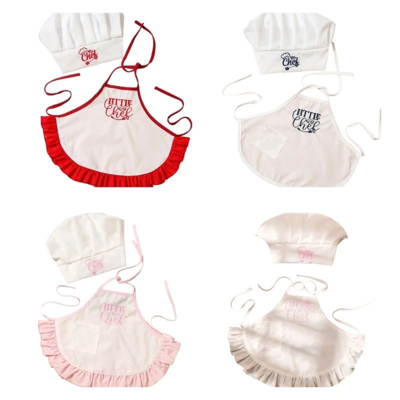  Infant Cook Photography Props Cosplay Apron And Hat Set For Newborns Baby
