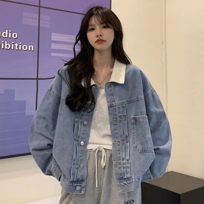 

Korea Denim coat Women Spring and Autumn New vintage Loose BF Jacket Top Ins Fashion