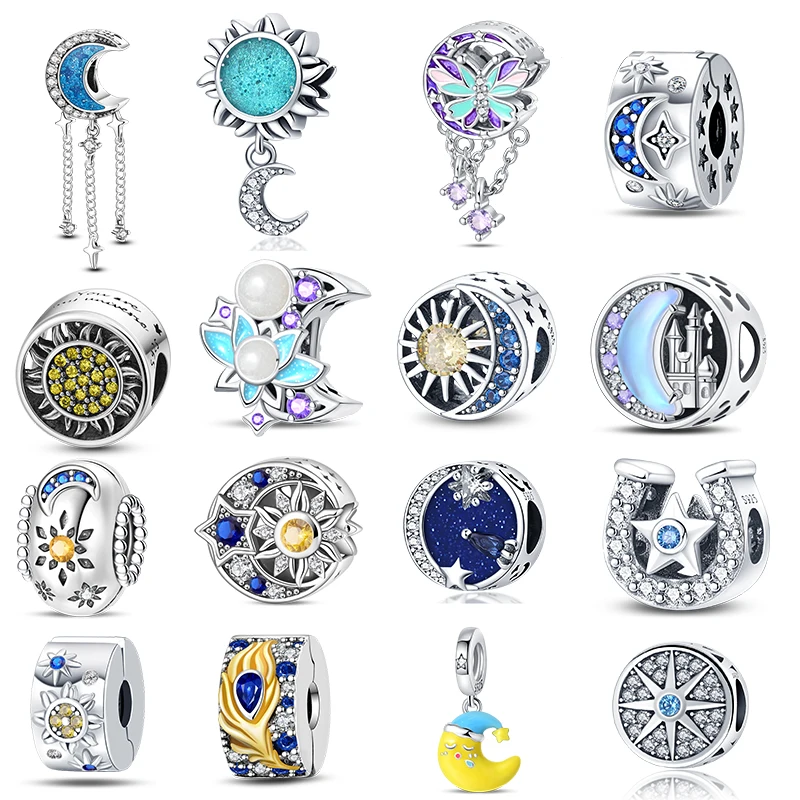 

Серебро 925 пробы, луна, солнце, звезда, тематическая серия, бусины и подвески, оригинальный браслет 3 мм, ожерелье, женский роскошный DIY, изысканные ювелирные изделия, подарок