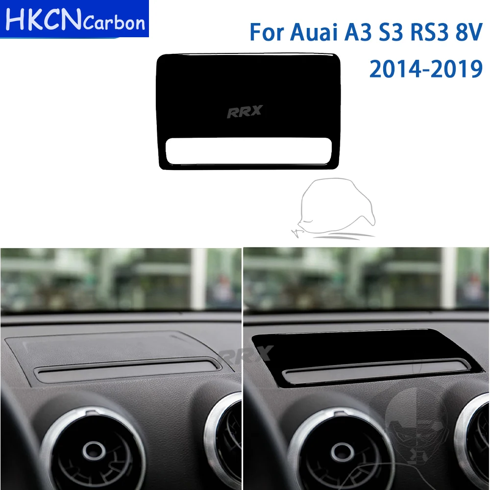 For Audi A3 S3 RS3 8V 2014 2015 2016 2017 2018 2019 Accessories Car Interior Navigation Panel Trim Sticker Black Plastic