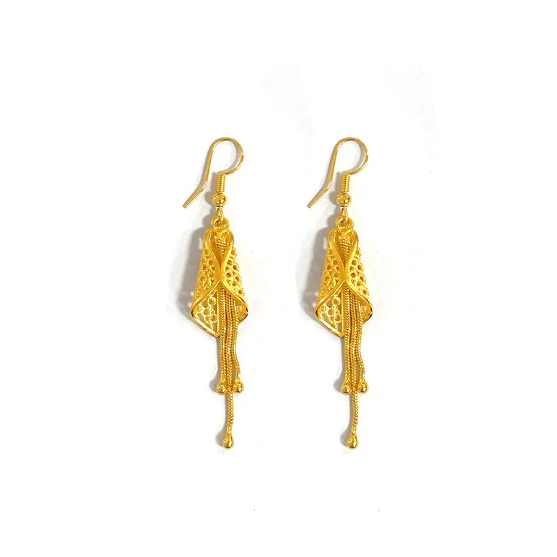 9999 real gold 24K yellow gold Summer Cicada Ear Stud Earrings