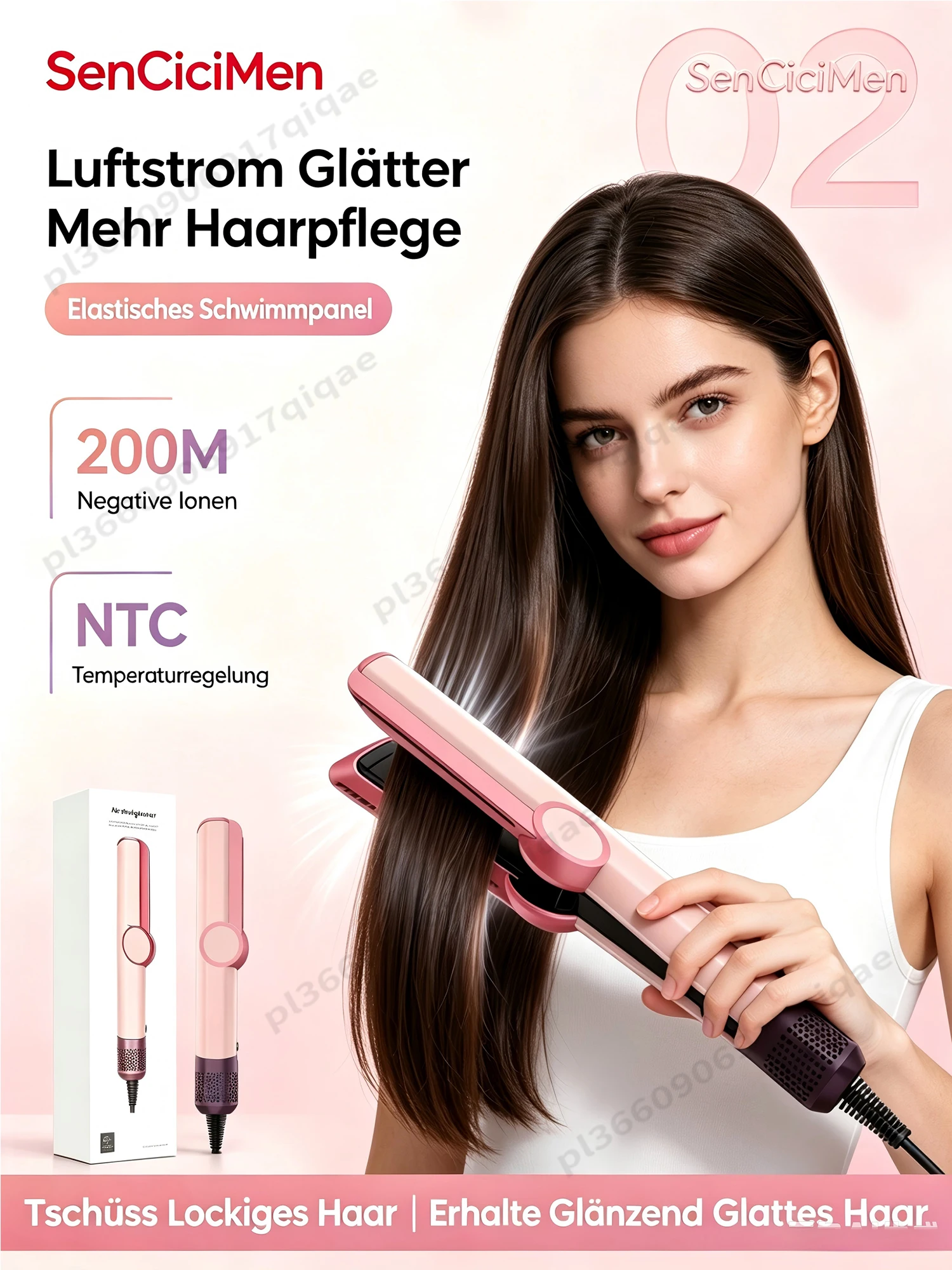 Versand aus DE SenCiciMen 2-in-1 hochwertiges Glätteisen mit negativen Ionen & Haartrockner haarschonend intelligente Temperaturregelung reduziert Frizz für glänzenderes & glatteres Haar perfektes