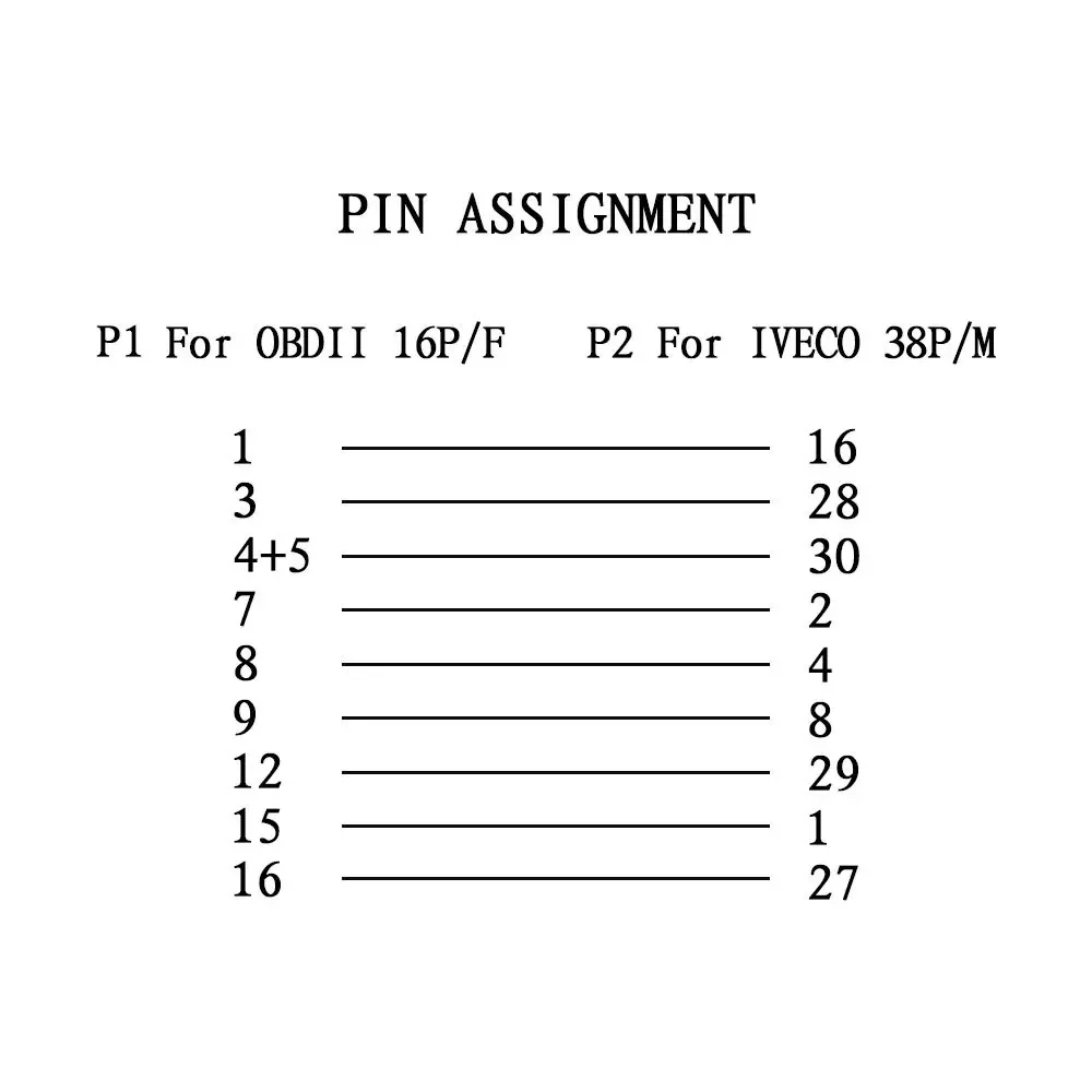 NEW Truck Diagnostic for Iveco 38Pin To 16Pin Cable Connector for Iveco 38 Pin Truck Heavy Duty OBD OBD2 Extension Cable Line