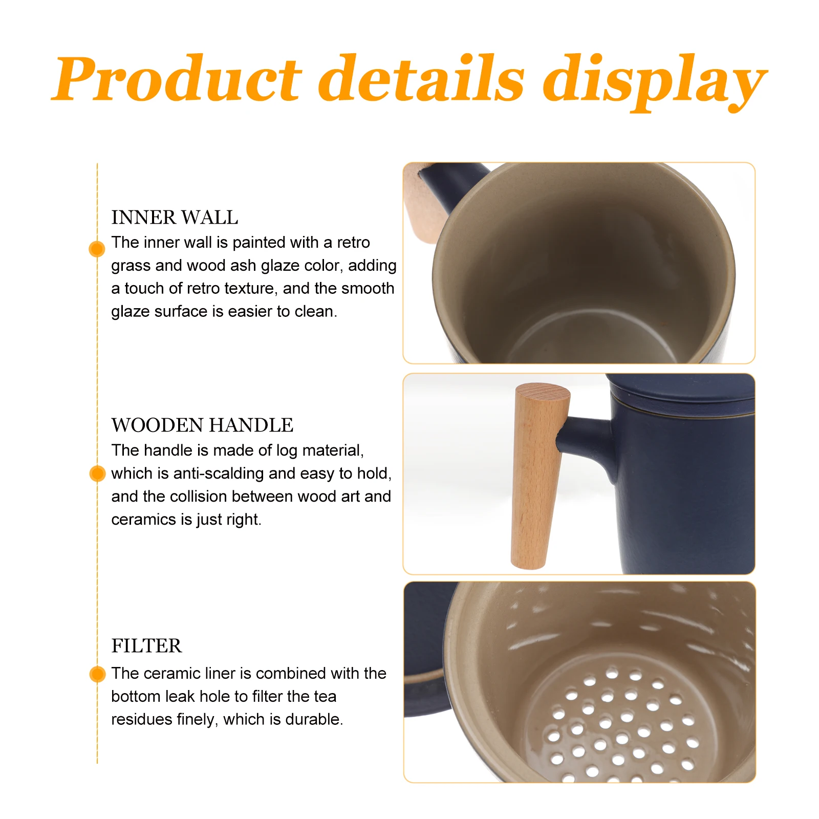 

1set 1Set Glass Tea Infuser Leakproof Office Coffee Cup Ceramic Mug Water Bottle Travel Workout Wooden Handle Storage
