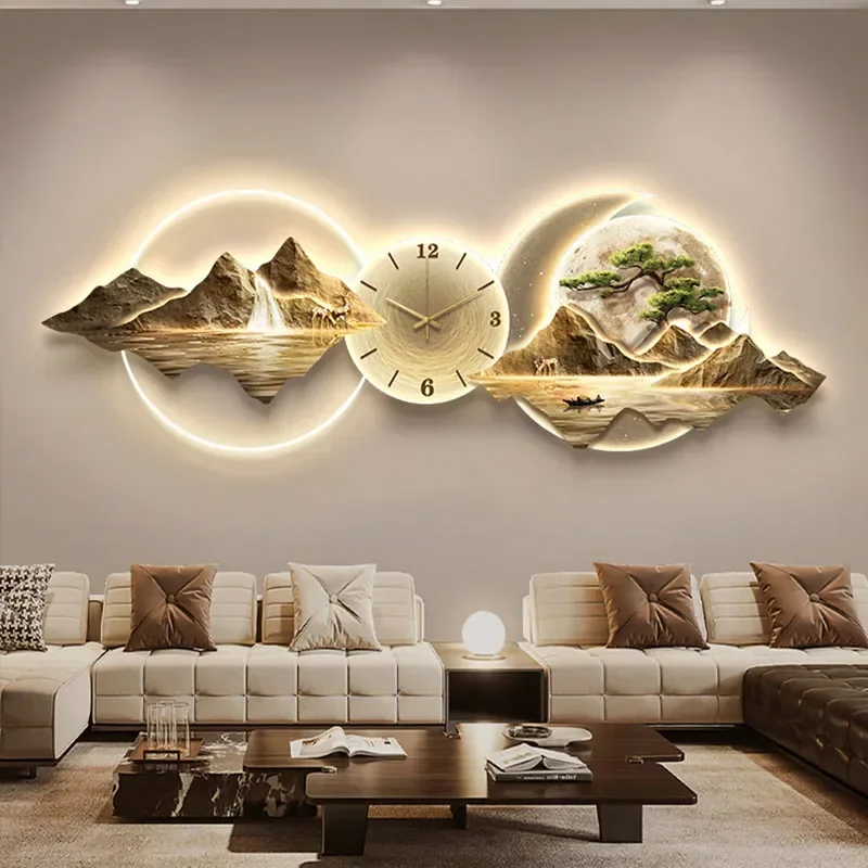 Living Room Wall Clocks Art Mural Luxury Large Aesthetic Modern Wall Watch Creative Large Silent Reloj Home