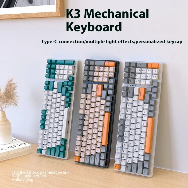 

Механическая клавиатура Zi Youlang K3, 980, игровая, Type-C, 100 клавиш, персонализированная, для электронных видов спорта, для офиса, компьютерная механическая клавиатура, игровая машина