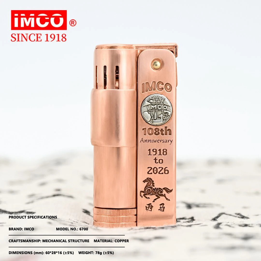 

IMCO Trench Lighter 6700 Red Copper & Brass 108th Kerosenes Refillable fluid Lighter Classic Vintage Cigarette Lighter Gift Men