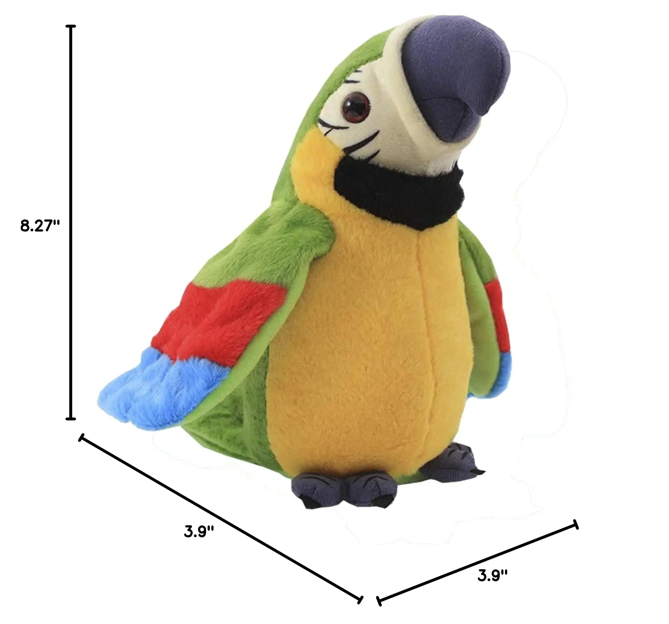 Talking Macaw Parrot ทําซ้ําสิ่งที่คุณพูดตุ๊กตาสัตว์ตุ๊กตาของเล่นอิเล็กทรอนิกส์บันทึก Animated Bird พูด Parrot สัตว์เลี้ยงของเล่นตุ๊กตา