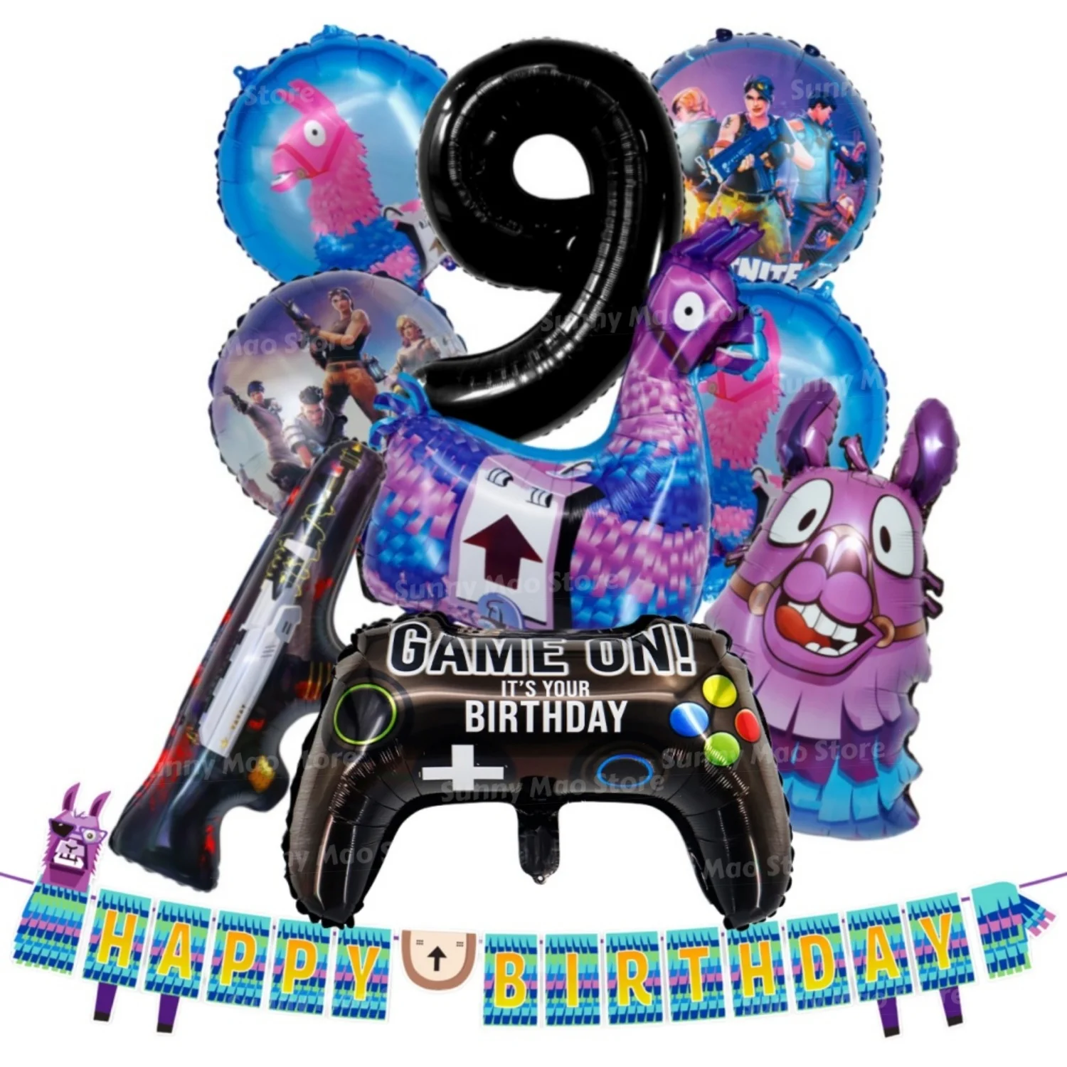 Fortnite Shooting Game Theme Birthday Balloon Decoration Set  32" Number Air Foil Ballons Kids Party Supplies Gift Favor Decor view 2