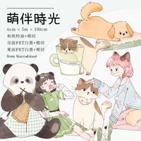 Starry Island Studio Vintage Panda Girl Washi PET Tape DIY Card Making Scrapbooking Plan Decorative Sticker