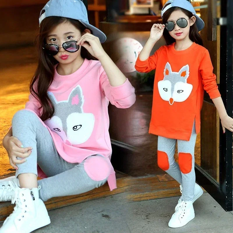 Kids Girls Clothes Set Spring Autumn New T Jacket + Trousers Pants 2 PCS Children Clothing for Girls Clothes 8 10 11 12 Year