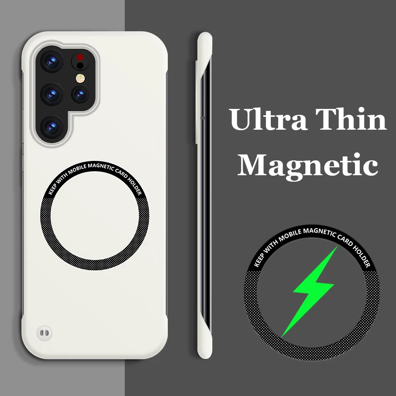 Ultra Thin Magnetic Frameless Case For Samsung S25 S24 Ultra S23 Plus S22 S21 FE S20 Wireless Charging Shockproof Hard PC Cover