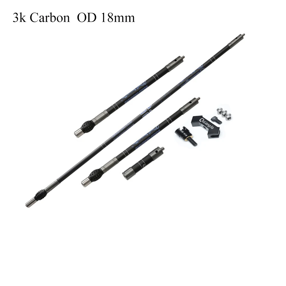 OD 18mm 3/4/5/10/12/26/28/30In Archery 3K Carbon Stabilizer Bar Balance Rod Side Bar Extender and V-bar Archery Shooting Hunting