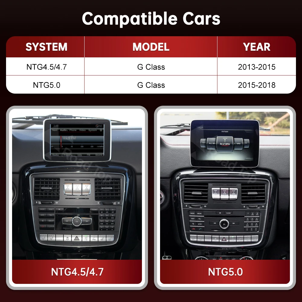 Pantalla Linux superior de carretera pantalla Multimedia inalámbrica CarPlay Android Auto para mercedes-benz Clase G 2013-2018 NTG4.5 NTG5.0