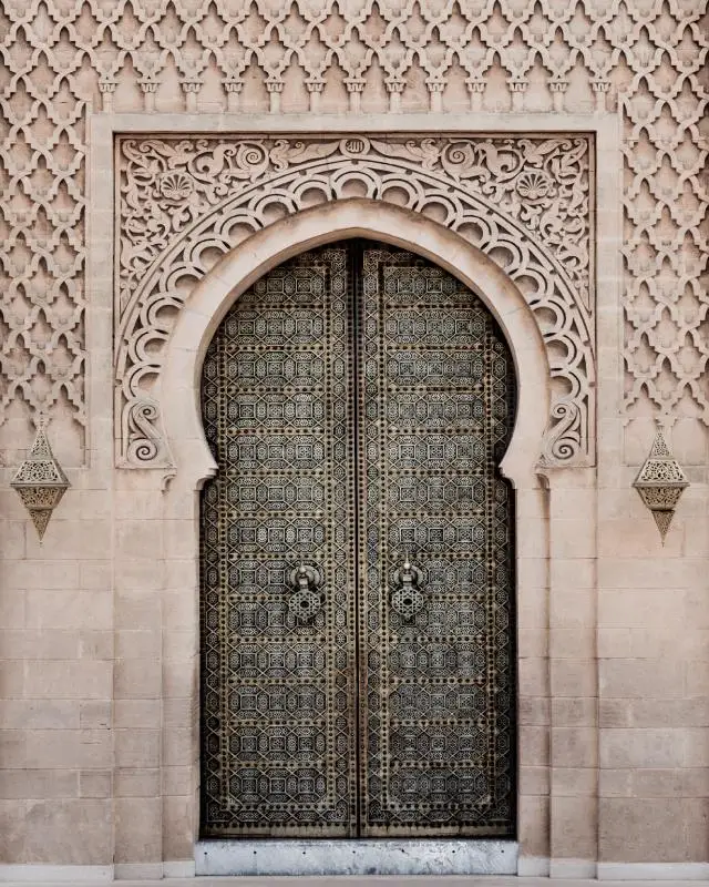 5x7FT Mosque Casablanca City Morocco Afric Old Town Mausoleum Yellow Door Custom Photo Backdrop Background Vinyl 220cm X 150cm