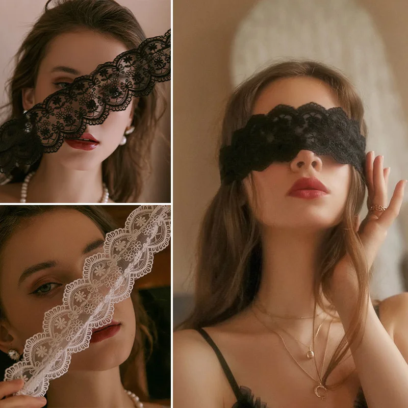 Couverture sexy avec les yeux bandés pour femmes, vêtements de nuit en dentelle, masque pour les yeux transparent