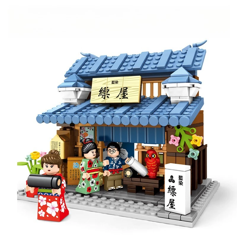 SEMBO Blok Japanse Mini Street Food Sushi Restaurant Theehuis Winkel Dorp Moc Bouwmodel Bouwsteen Puzzel Speelgoed