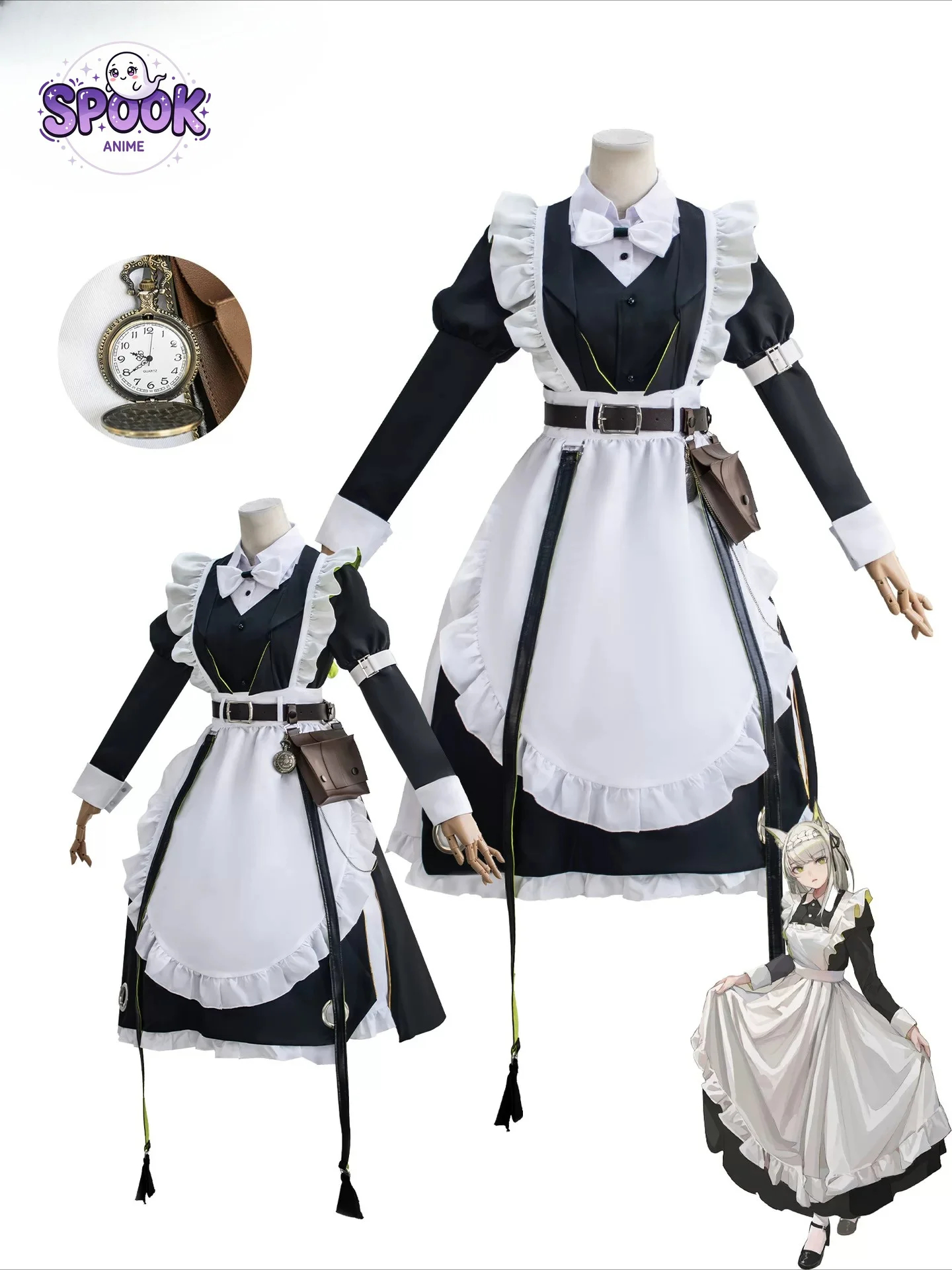 Maid Dress Kal'tsit Cosplay Arknights Full Set Role Play Uniform for Women Halloween Party Anime Convention Stage Performance