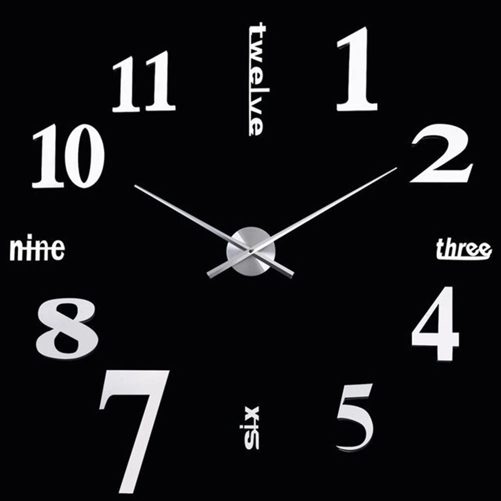 

3D Acrylic Mirror Wall Clock Diy Decorative Modern Framless Clock For Home Office Bathroom Kitchen Decoration White 80X80X2Cm