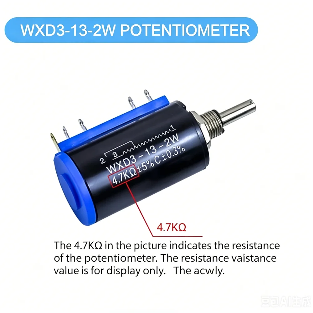 WXD3-13-2W Multi Turn Wirewound Potentiometer 2W ±5% 100R~100K Precision Adjustable Resistor for Motor Speed Control Industrial