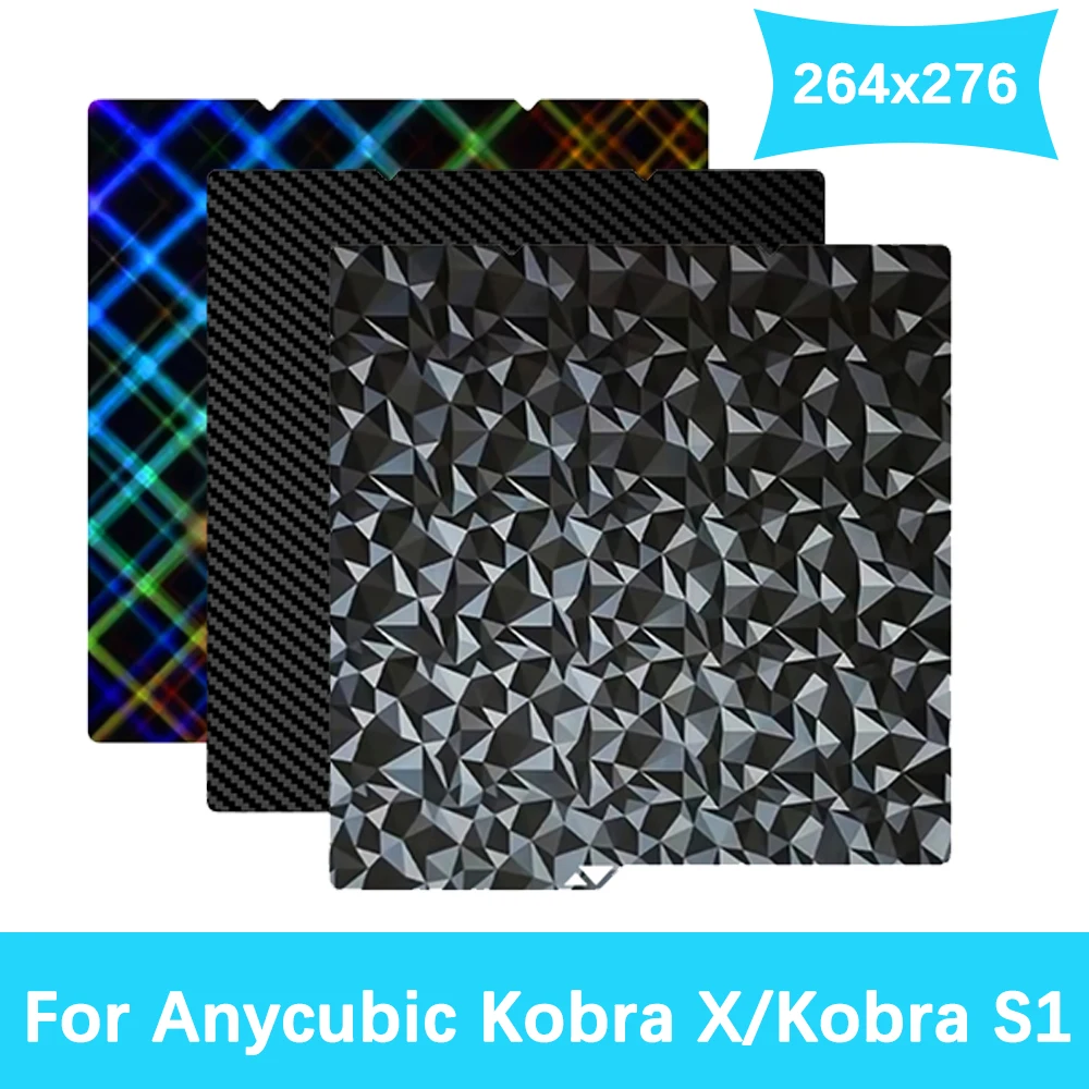 Para Anycubic Kobra X placa de construcción 264x276mm placa fría Kobra S1 Combo placa de construcción doble cara PEI PEO PET PEY Kobra S1C hoja