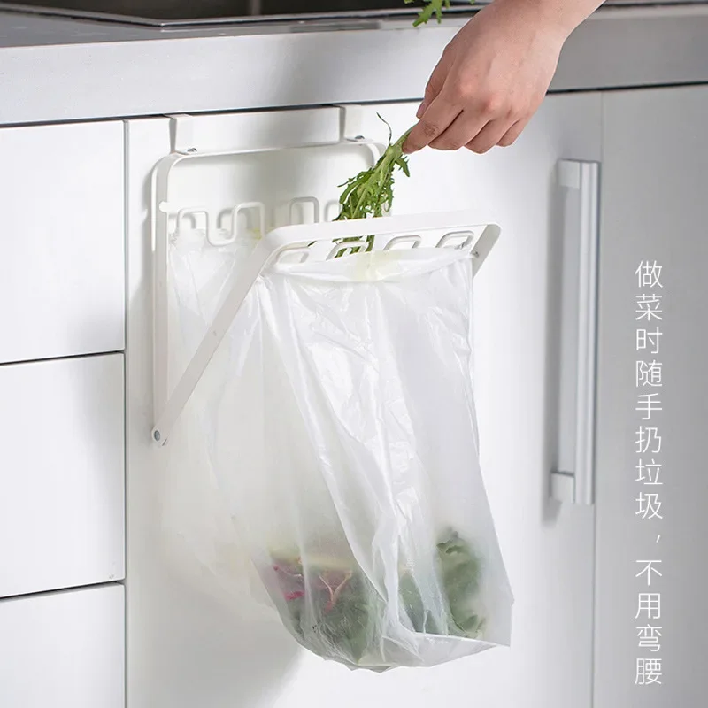 Japanese Foldable Cabinet Door Hook Garbage Bag Holder, Kitchen Plastic Bag Hanger, Classified Trash Bin Stand