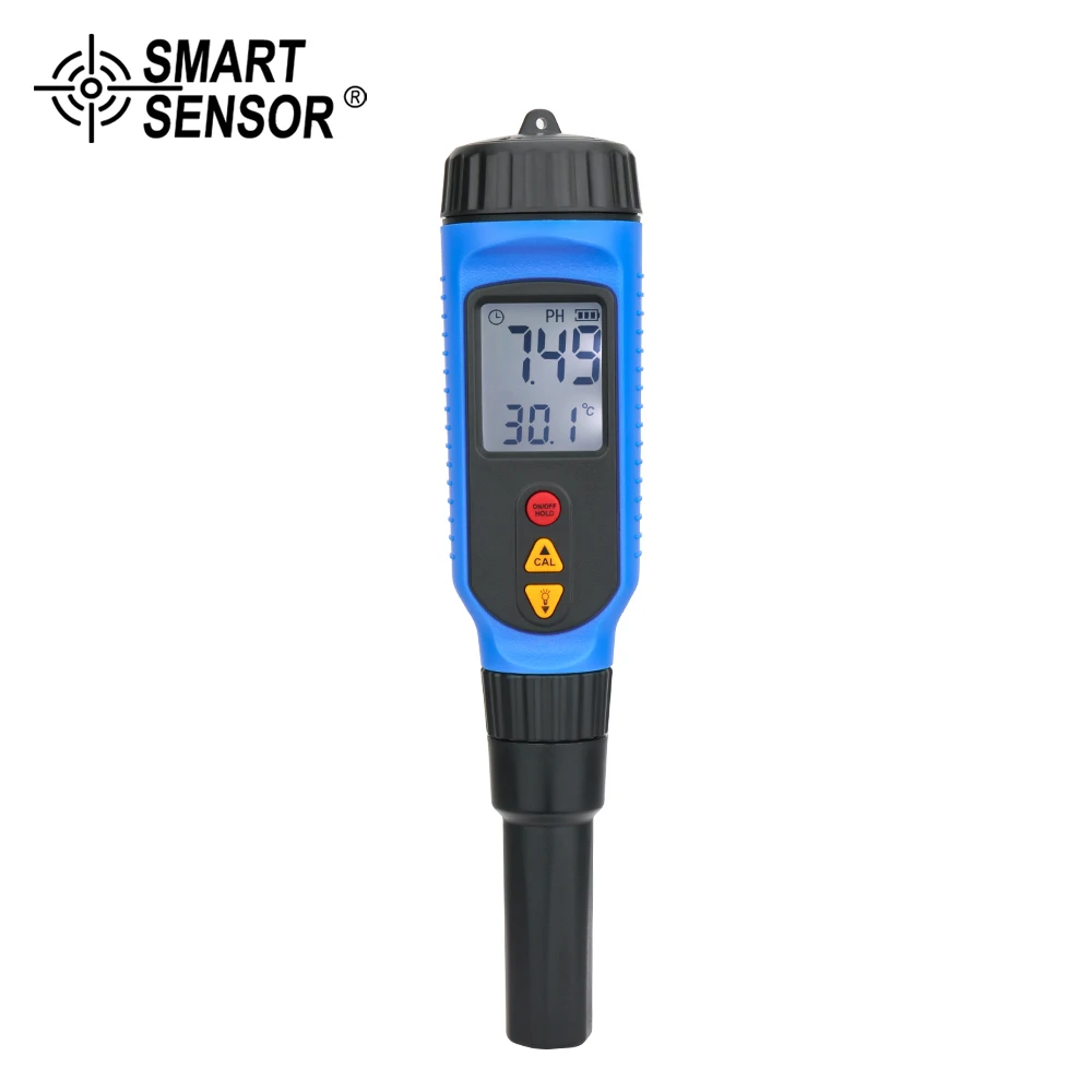 SMART SENSOR PH Meter for Food Processing 2 in 1 Food Penetrating PH Tester Solution Temperature Meter LCD Digital PH Measuring