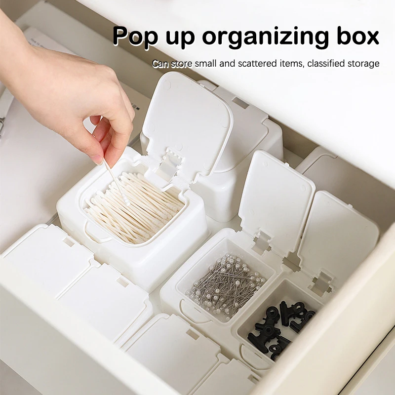 White Storage Box Desktop Organizer Large Capacity Stickers Box Subpackage Holder