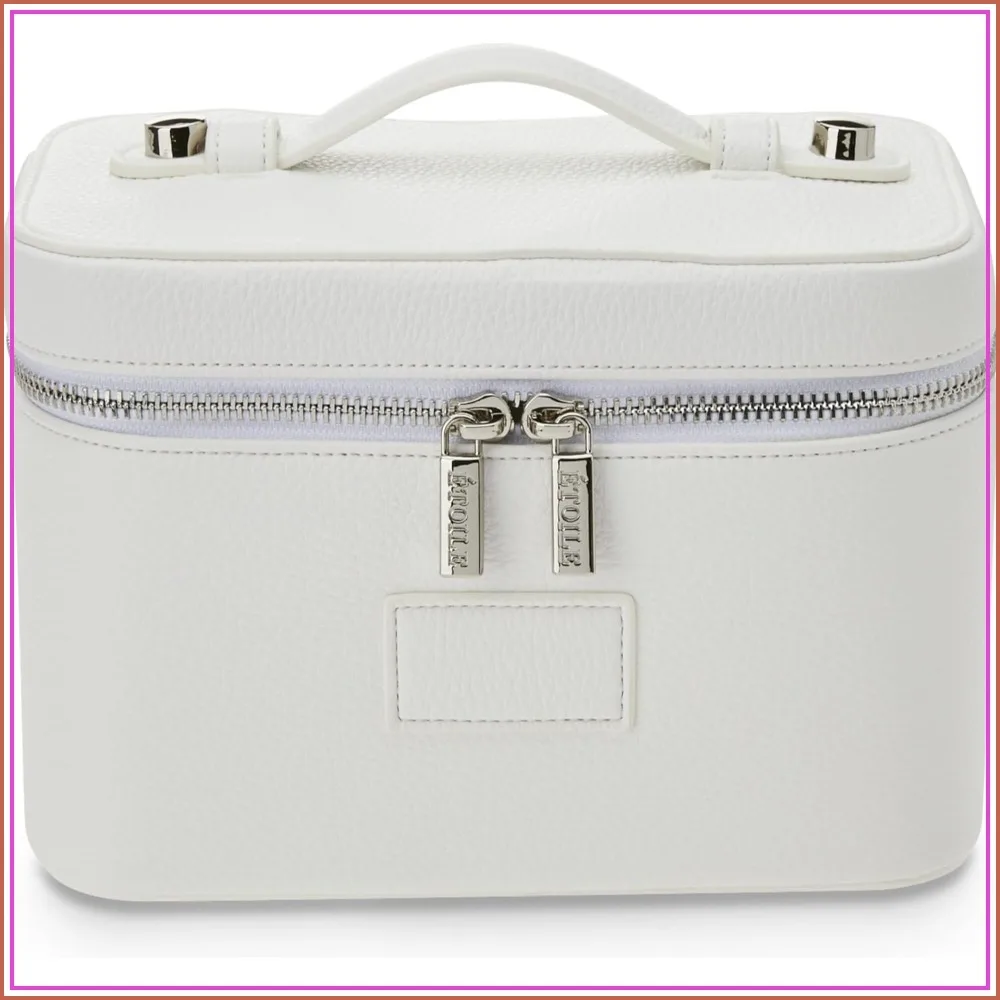 

Mini Vanity Case Off White - Stylish Travel Makeup Bag Organizer With Removable Dividers