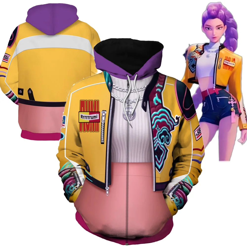 

2025 Cartoon Demon Hunter of KPop Cosplay Rumi Hoodie Pants Clothing RolePlay Suits Outfit Hallowmas Carnival For Men Women